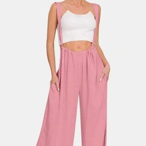 NWOT Zenana Outfitters Pink Jumpsuit SZ Small 100% Rayon